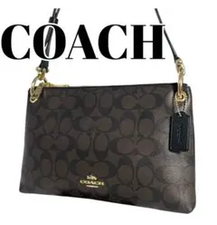 美品COACHコーチ PVCショルダーバッグ2wayシグネチャーダブルファスナー