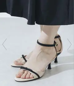 24㎝ ベージュ【ふかふか・クッション入り】5cmヒールリボンストラップパンプスのサムネイル
