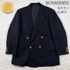 極美品 バーバリー 紺ブレ 刻印金ボタン ネイビー ダブル LLサイズ