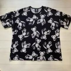ドラハニ☆スケルトンテディ総柄オーバーサイズシャツ スケルトンテディ オーバーサイズTシャツBK | Drug honey official