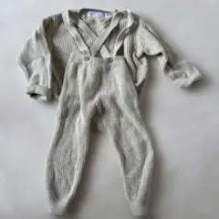 ZARA グリーン ニットオーバーオール 6-9ヶ月