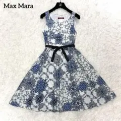 美品】マックスマーラ ロングワンピース 花柄 ギャザー フレア