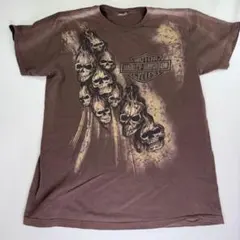 ハーレーダビッドソン レディースtシャツ スカル 茶色　L相当のサムネイル