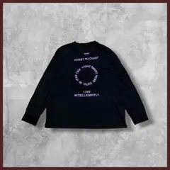 US古着 vivint 企業ロゴ 刺繍 プリント ロンT 長袖 ブラック XL