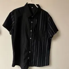 ブラック ストライプ 半袖シャツ S