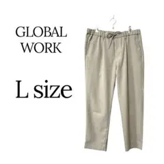 GLOBAL WORK イージースラックス テーパードパンツ ベージュ Lメンズのサムネイル