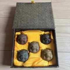 豚の顔の陶器置物5個セット