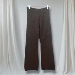 MOUSSY ニットパンツ 透かし編み ワイド ロング丈 ブラウン FREE 春のサムネイル