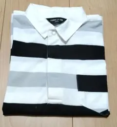 COMME CA ISM 長袖ポロシャツ 120A 白黒グレーのボーダー