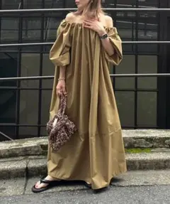 Plage/Cotton chiffon maxi ワンピース/キャメル - メルカリ