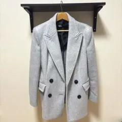 ZARA グレー ダブルブレスト テーラードジャケット