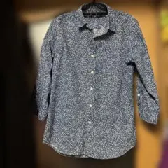 花柄シャツ　綿麻　M ブルーのシャツのサムネイル