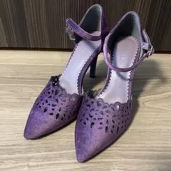 【美品】RANDA 紫スエードパンプス S