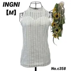 イング　INGNI ノースリーブブラウス　M ハイネック　レース　薄手花柄