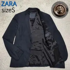 【極美品】ザラZARA・テーラードジャケット・ストレッチ・緑グリーン×グレー・S