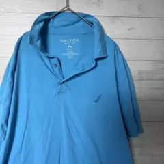 NAUTICA ノーティカ ポロシャツ XL ブルー ワンポイント