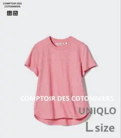 【UNIQLO】ユニクロ　コントワーデコトニエ　　リネンクルーネックT ピンク