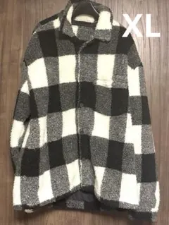 【美品】ZARA ブラック&ホワイト　ボアフリースジャケット　サイズXL