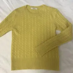 RACY RADIANT カシミヤ100% ケーブル編みニット　ミモザ色