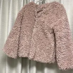 ボア ショートコート ピンクベージュ Mサイズ