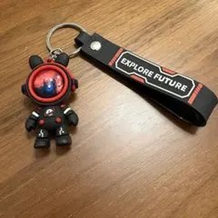 宇宙飛行士 キーホルダー マスコット ストラップ チャーム 黒 赤 宇宙