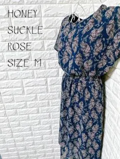 HONEYSUCKLE ROSE ネイビー 幾何学模様 半袖 ロングワンピース
