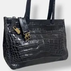 希少品 極美品 フルラ トートバッグ 2way クロコ 型押し 南京錠 ロゴ