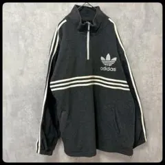 adidas　フリース　ハーフジップ　ビッグロゴ　3本ライン　y2k