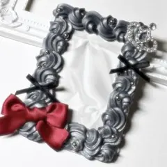 トレカケースデコホイップデコB8平成女児 量産 リボン シルバー グレー赤 黒