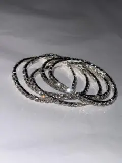 シルバー色ラメバングルブレスレットセット5本