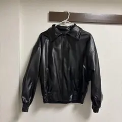ブラック ボンバージャケット エラスティックウエスト