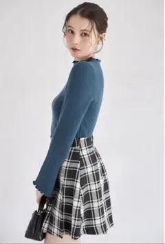 インナーパンツ付きゴールド釦チェックミニスカート　tocco 新品未使用