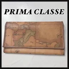 ☆PRIMA CLASSE☆ 長財布 ベージュ レザー 世界地図柄のサムネイル