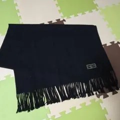 CLAUDIA VALENTINO バレンチノ 大判 黒 マフラー フリンジ付き