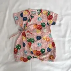 べべ　ベビー甚平 60 70 前開き　ピンク　桜　ロンパース