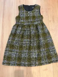 Bebe チェック柄 黄色系 ノースリーブワンピース 140