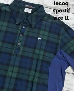 ルコックスポルティフ　LL　ゴルフ　メンズ　長袖シャツ　チェック　大きいサイズ