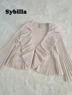 sybilla シビラ ボレロ カーディガン ウール100% ベージュ リブ Mのサムネイル