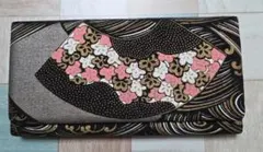 和装用バッグ 花柄 黒地