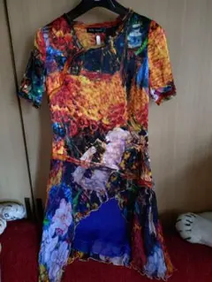 新品 フランス製 アシンメトリーシルクワンピース タグ付