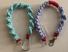 スマホストラップ　バンドメイド　カナビラ　アウトドア　赤　パープル　シルバー