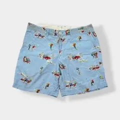 Adam et Rope アダムエロペ 総柄 ハーフパンツ 水色 L