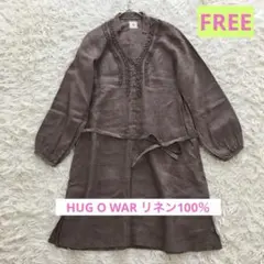 HUG O WAR リネン100% フリル　Ｖネック　長袖　シャツ　チュニックのサムネイル