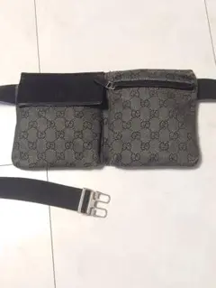 【美品】GUCCI ボディバッグ グレー キャンバス