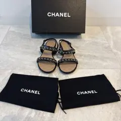 CHANEL2026春夏プレコレクションビジュー厚底サンダル37.5美品一度着用