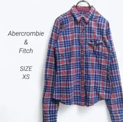 a4019▶アバクロンビー&フィッチ 長袖シャツ【XS】チェック　マルチカラーのサムネイル