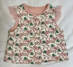 moimolnフリル付きリバーシブルベスト 80センチ　女の子　猫　ベビーベスト