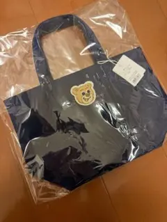 FEILER ネイビー　オールドテディ　ワッペントートバッグ