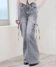 MAJESTIC LEGON フレアデニムパンツ グレー Sサイズのサムネイル