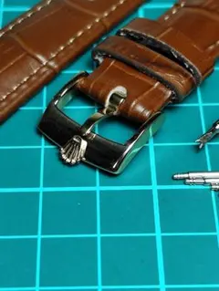 ブラウンレザーベルト 18mm幅クロコダイル型押し 商品番号「YGB18」